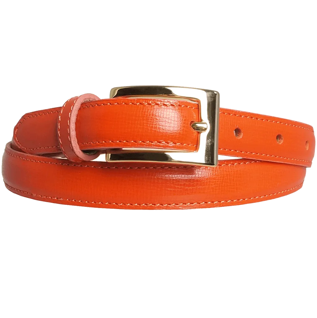 20 mm Saffiano Leather Belt Orange