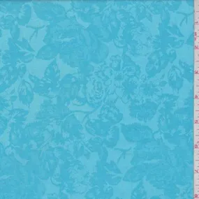 3 YD PC-Turquoise Floral Satin Jacquard Fabric