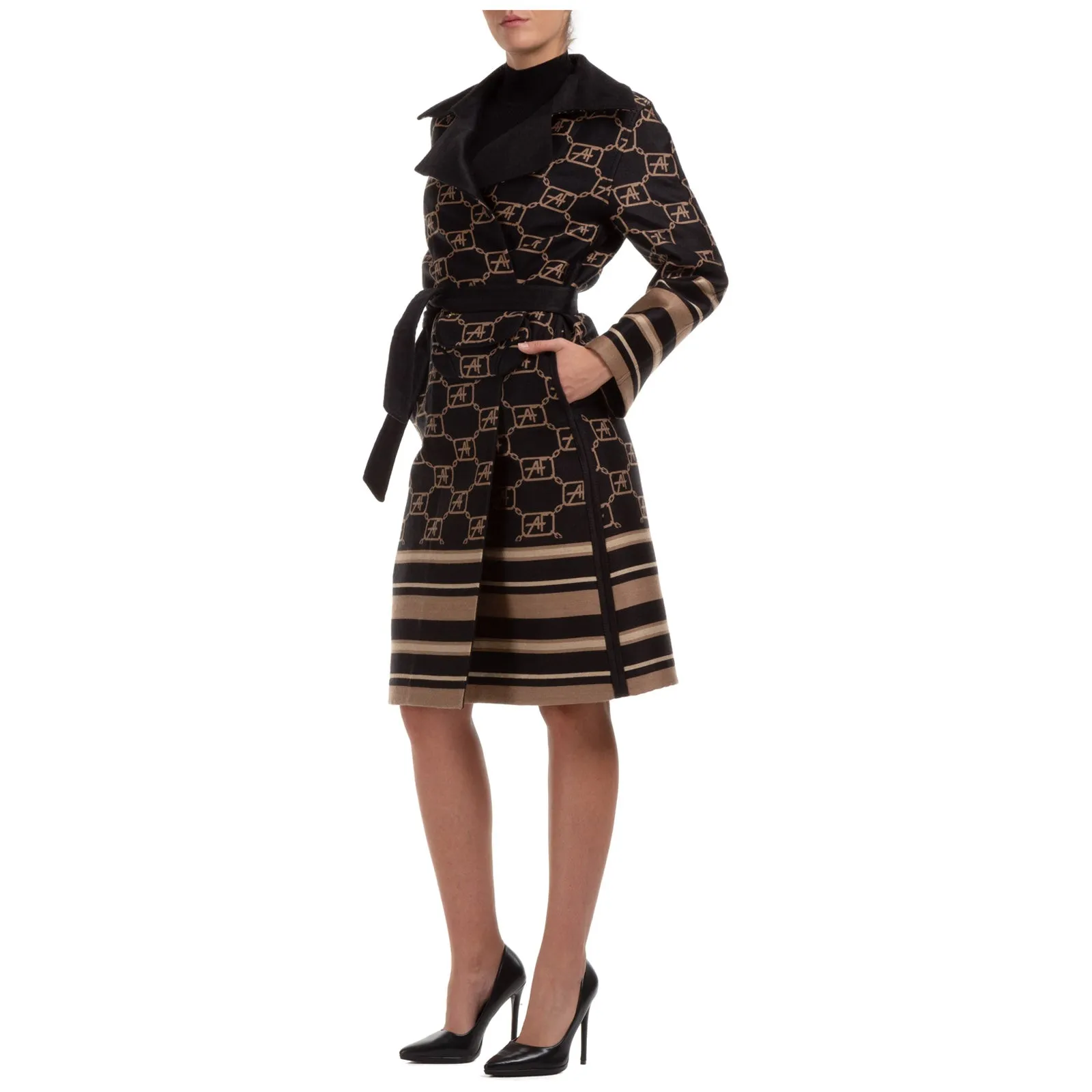 Alberta Ferretti All Over Logo Reversible Coat