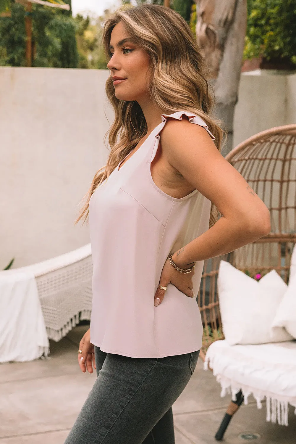 Alice Ruffled v Neck Tank Top