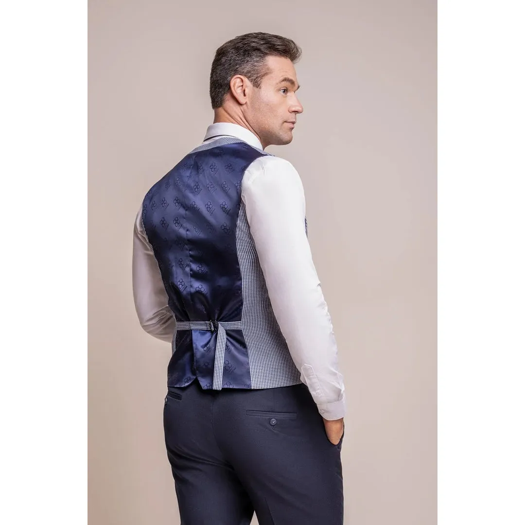 Baresi - Men's Light Blue Check Waistcoat