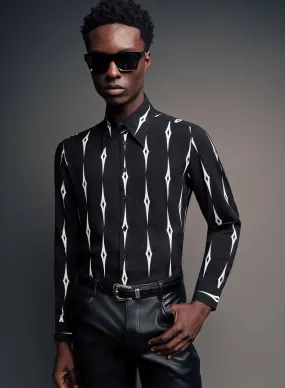 Black Diamond Geometric Viscose Shirt