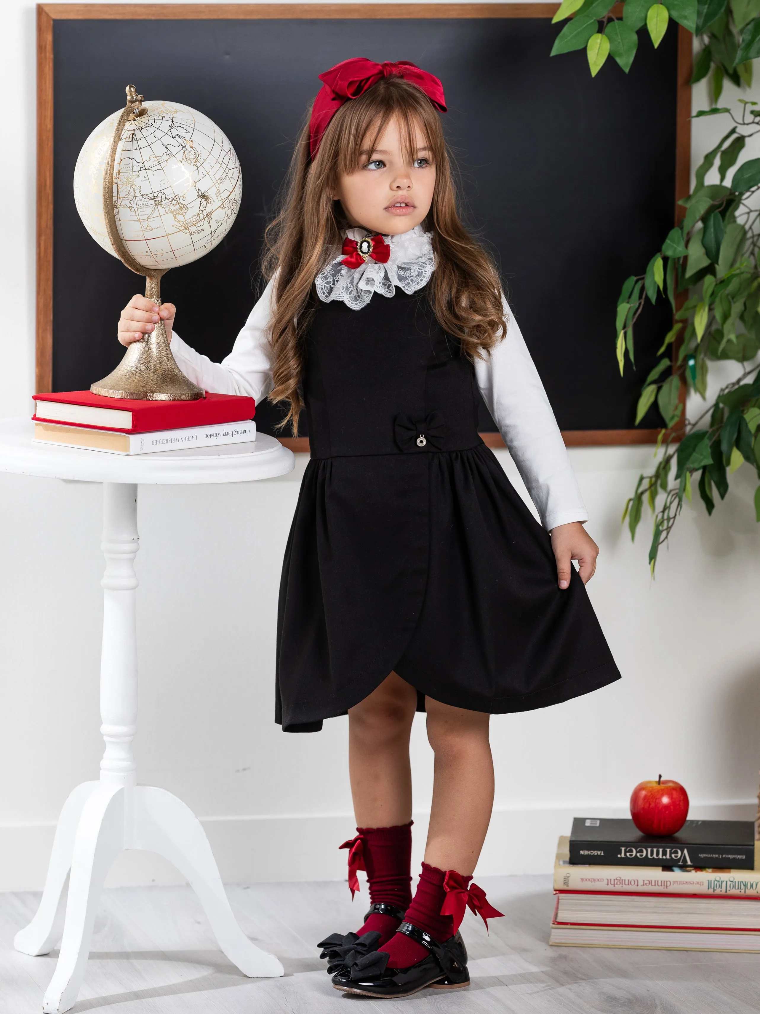 Black Tulip Hem Girls Uniform Dress by Kids Couture