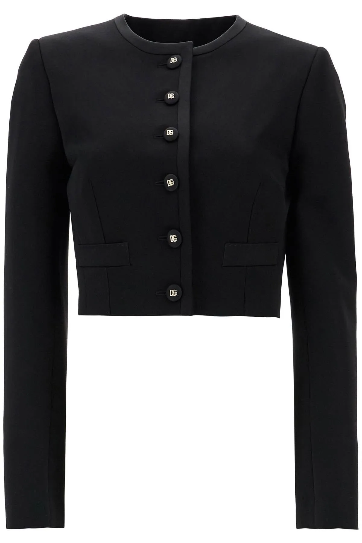 BLACK WOOL BLAZER WITH LOGO BUTTONS