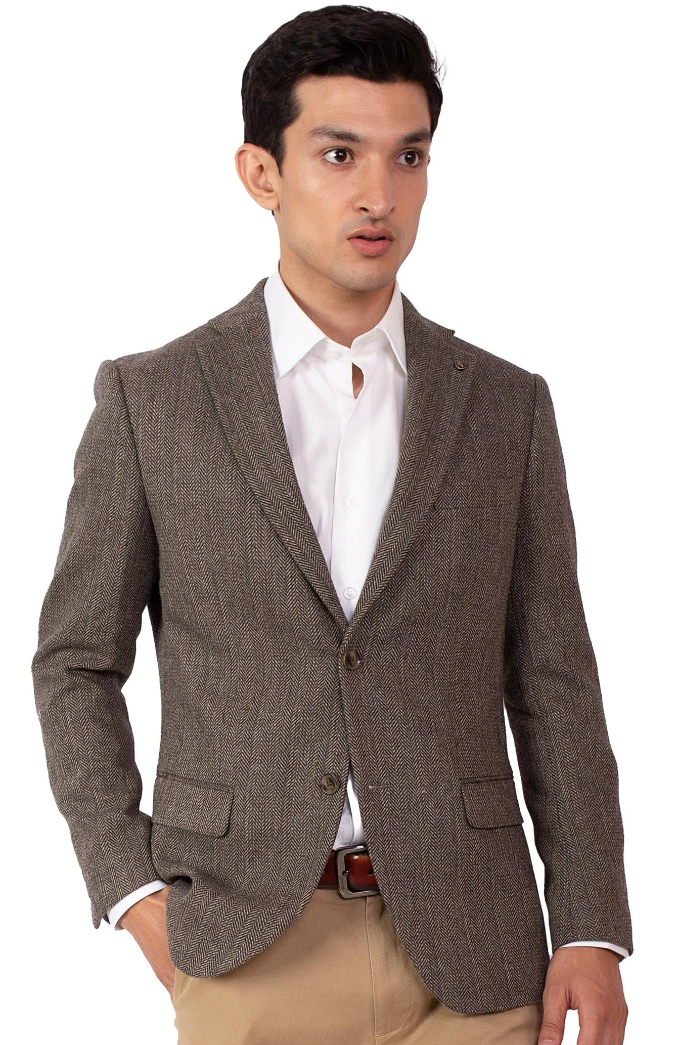 Brown Herringbone Blazer