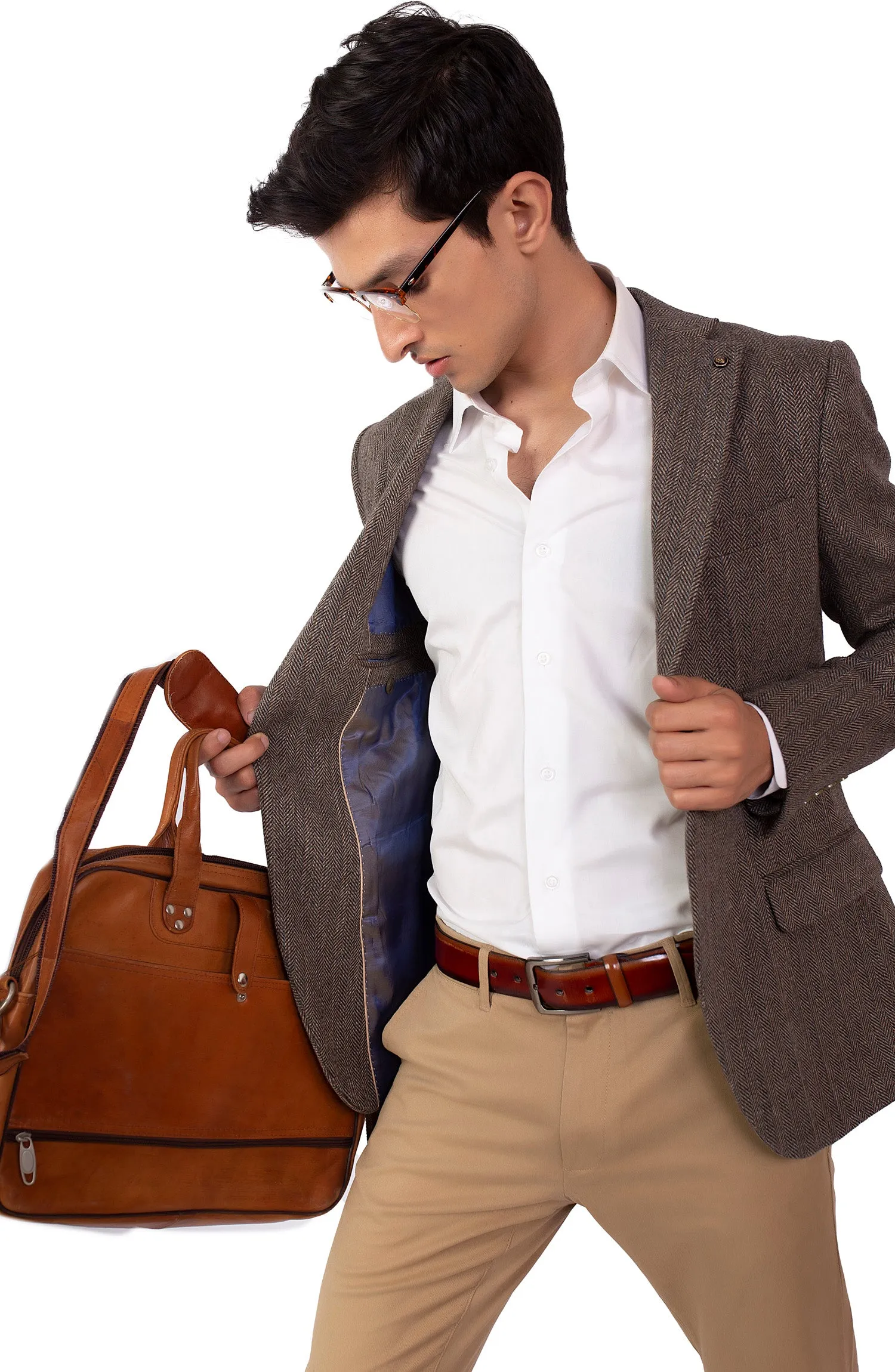 Brown Herringbone Blazer