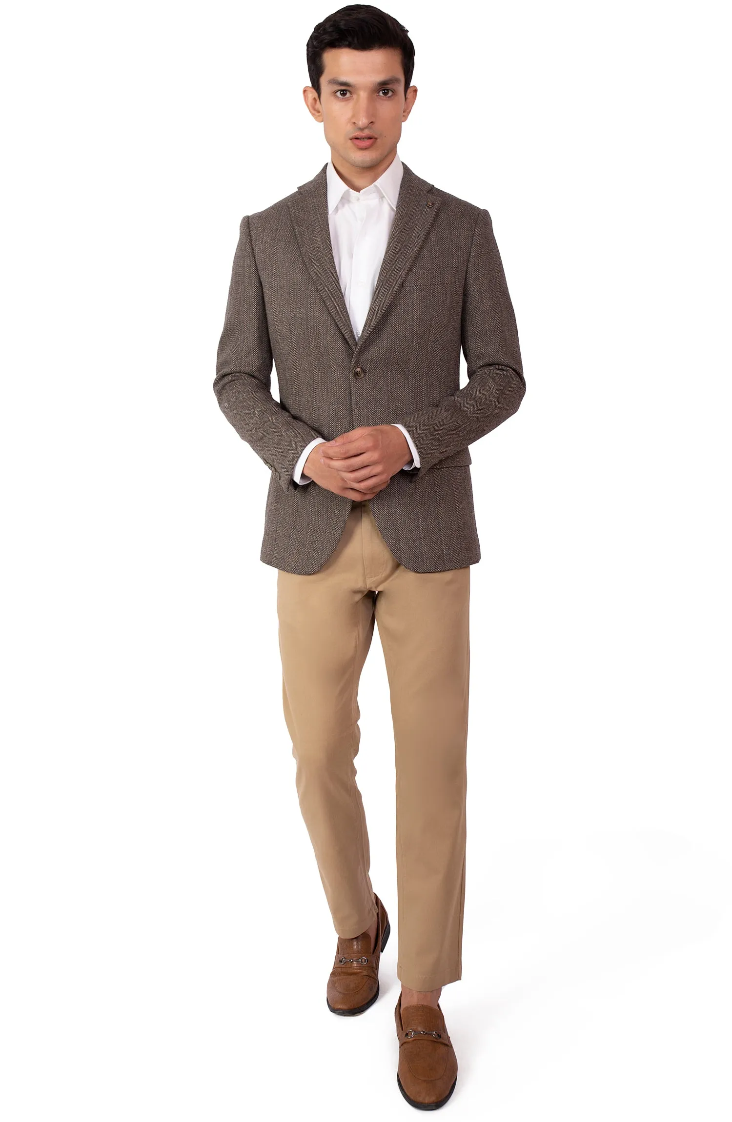 Brown Herringbone Blazer