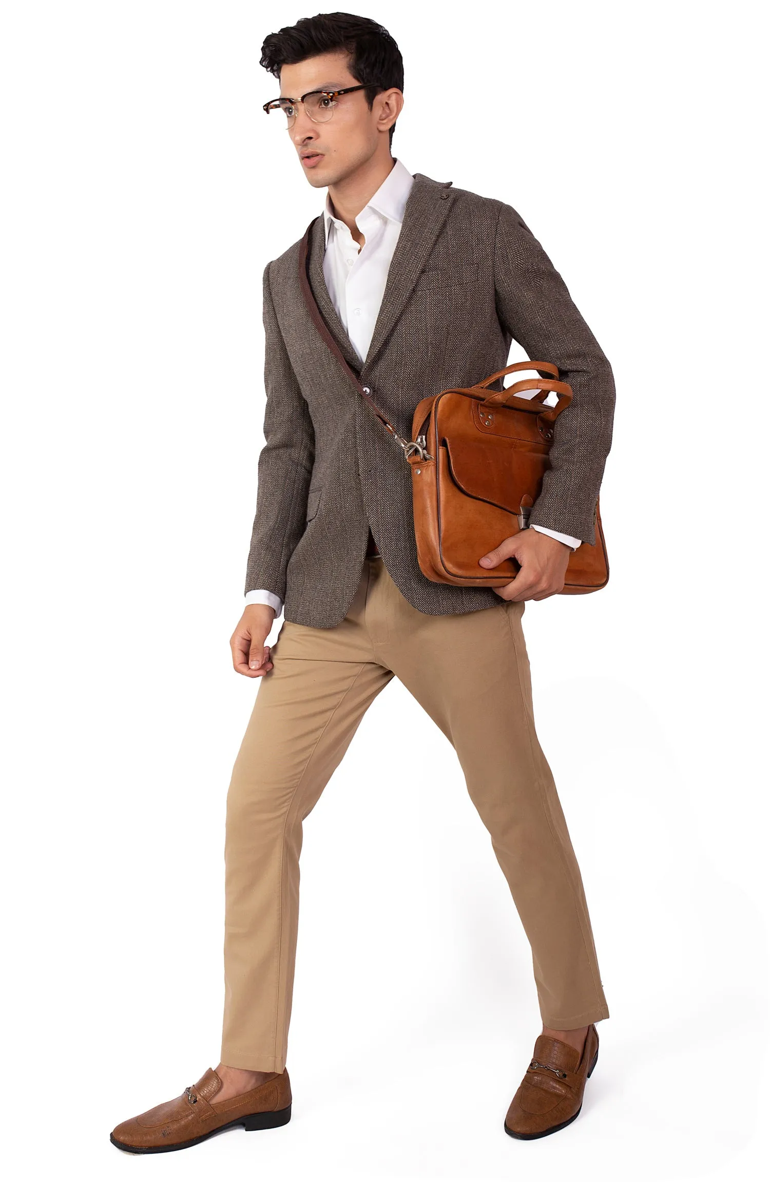 Brown Herringbone Blazer