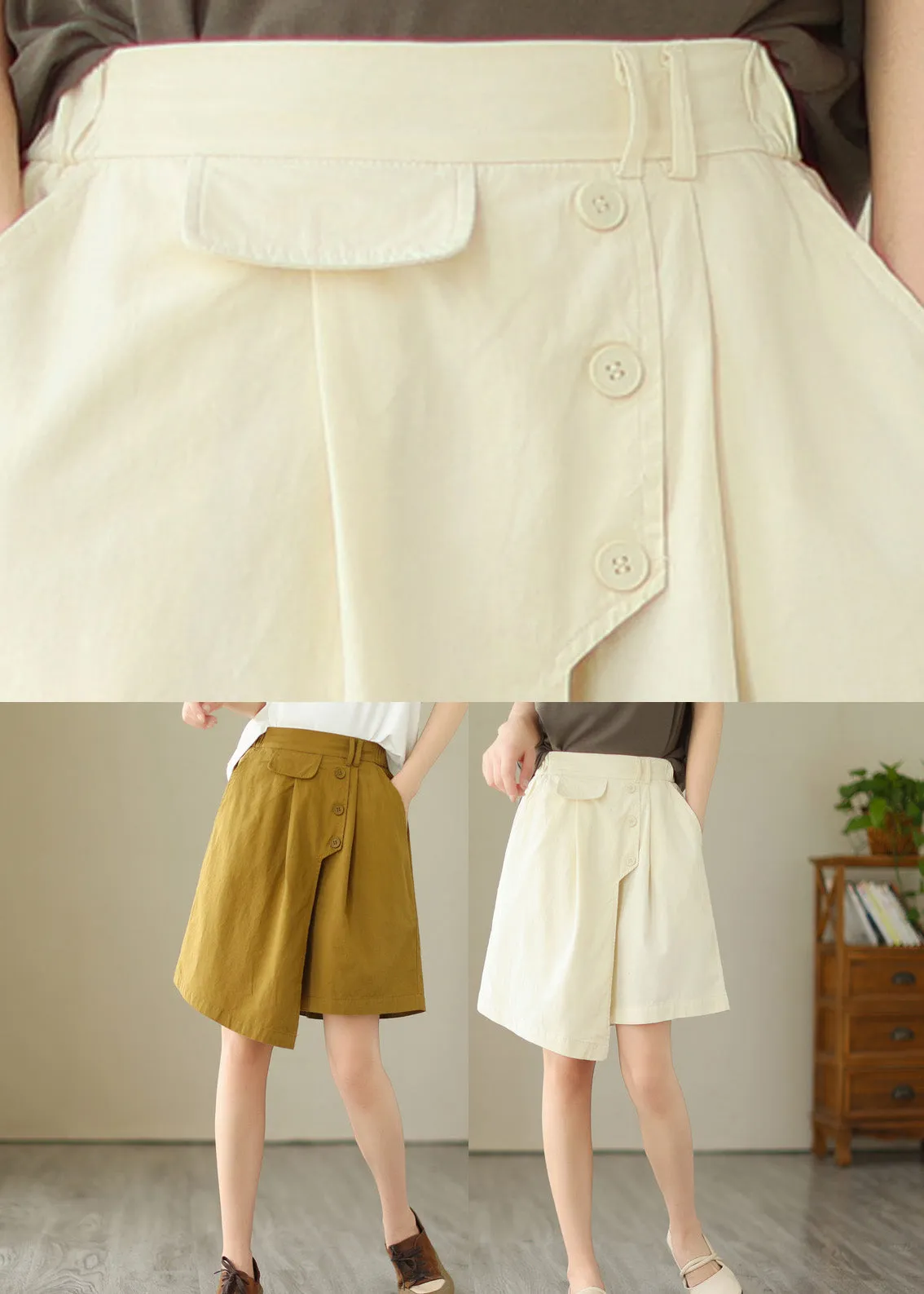 Chic Apricot High Waist Cozy Shorts Summer LY4933