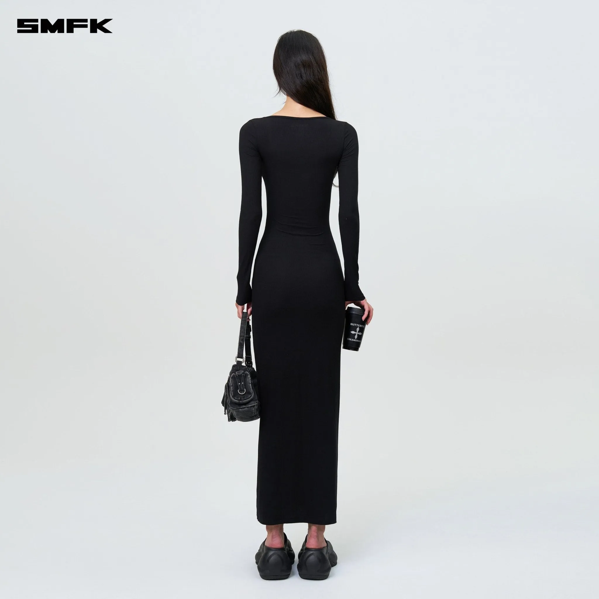 Compass Hug Skin One-Piece Long Dress Black