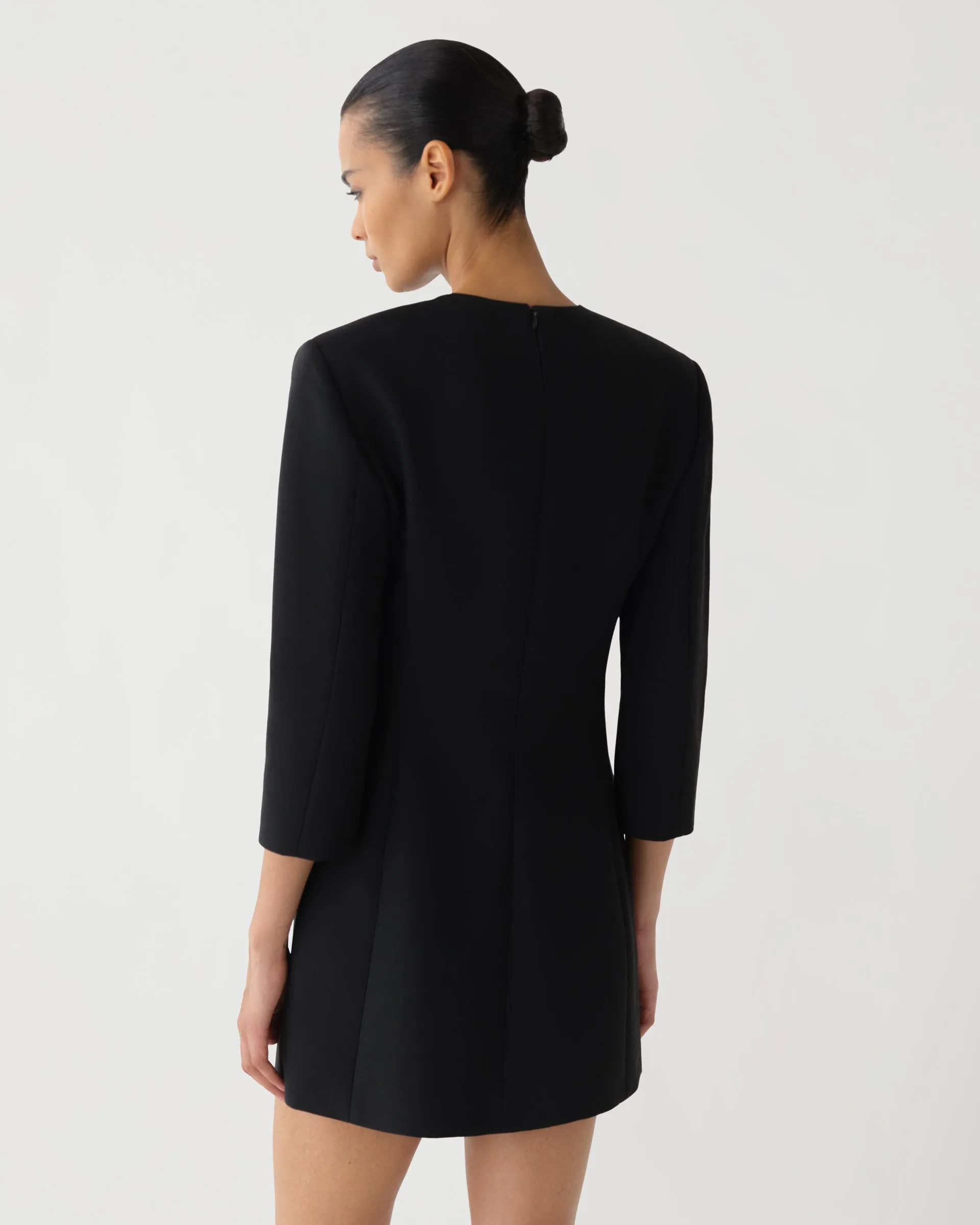 Dexter Dress in Wool Viscose, Black