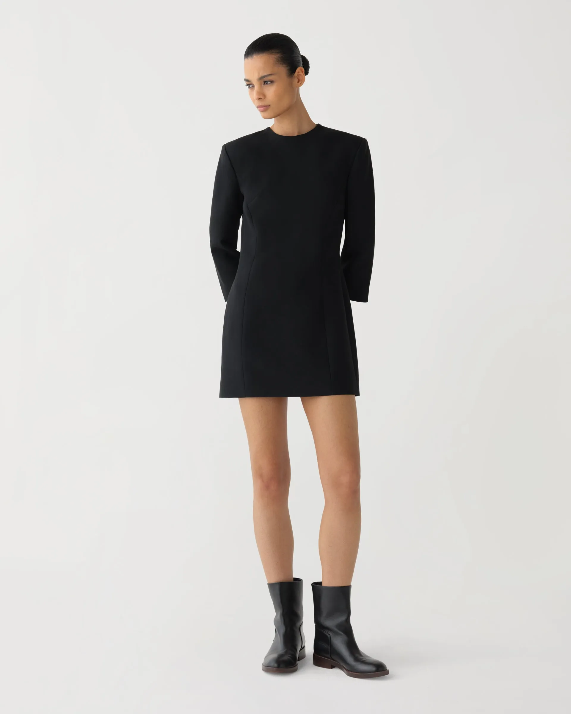 Dexter Dress in Wool Viscose, Black