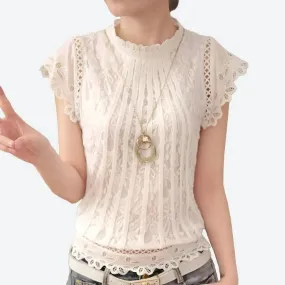 Elegant Lace Cap-Sleeve Blouses