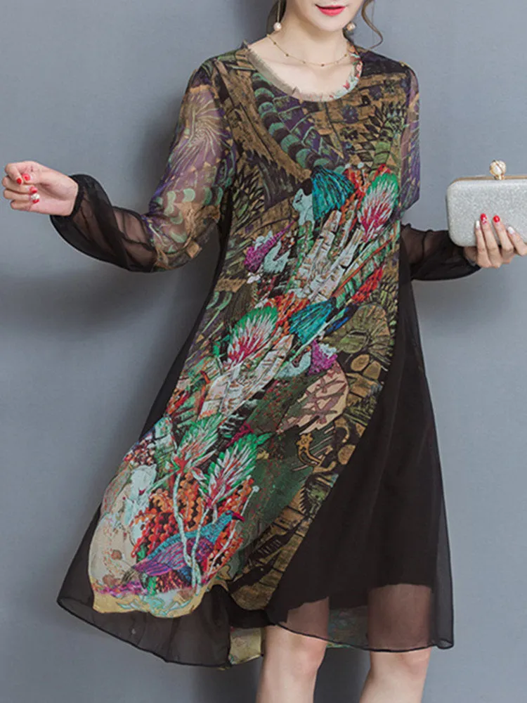 Elegant Patchwork Print Dresses