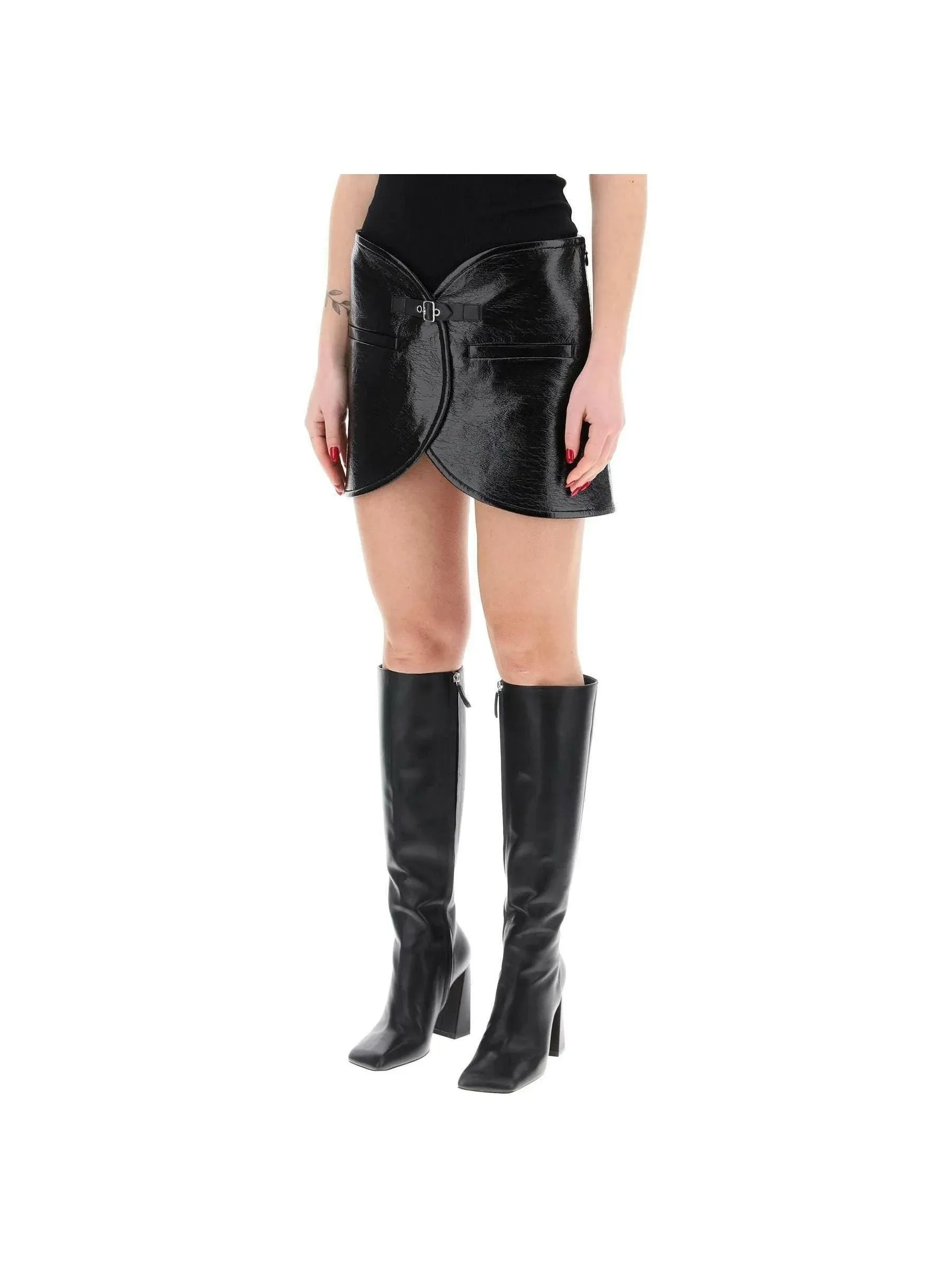 Ellipse Leather Mini Skirt