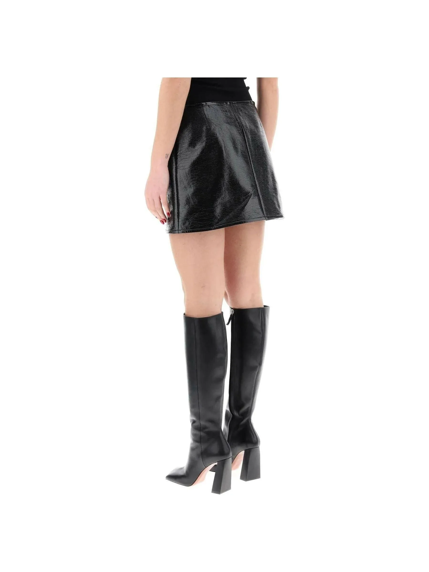 Ellipse Leather Mini Skirt