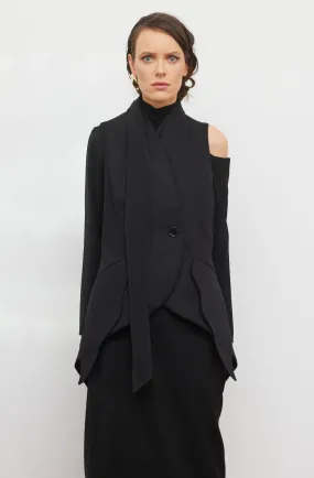 Formal Asymmetric Tailored Vest Black