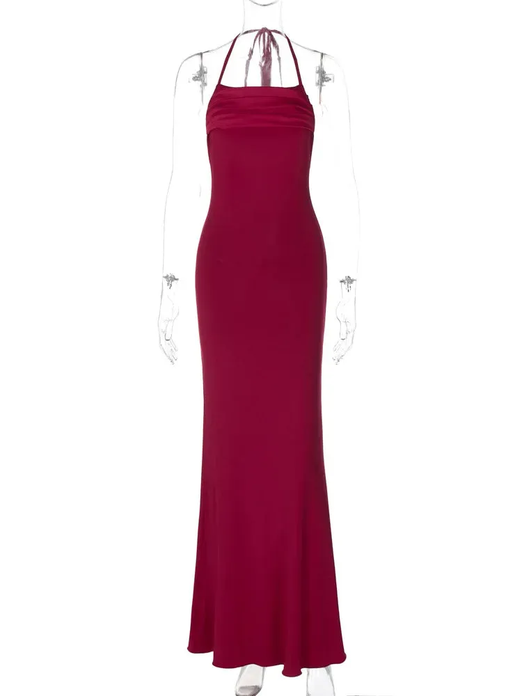 Halter Strappy-Back Maxi Dress for Evening Affairs