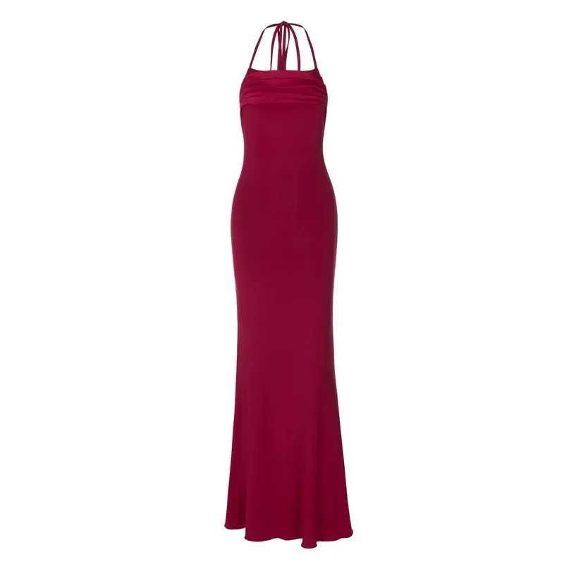 Halter Strappy-Back Maxi Dress for Evening Affairs