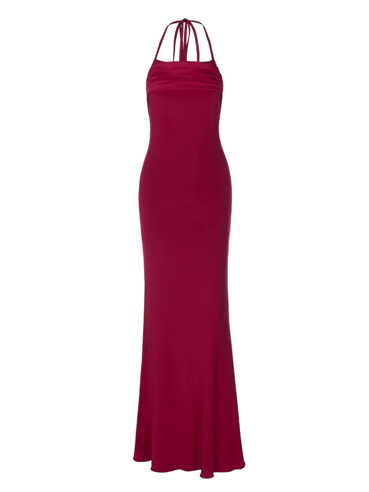 Halter Strappy-Back Maxi Dress for Evening Affairs