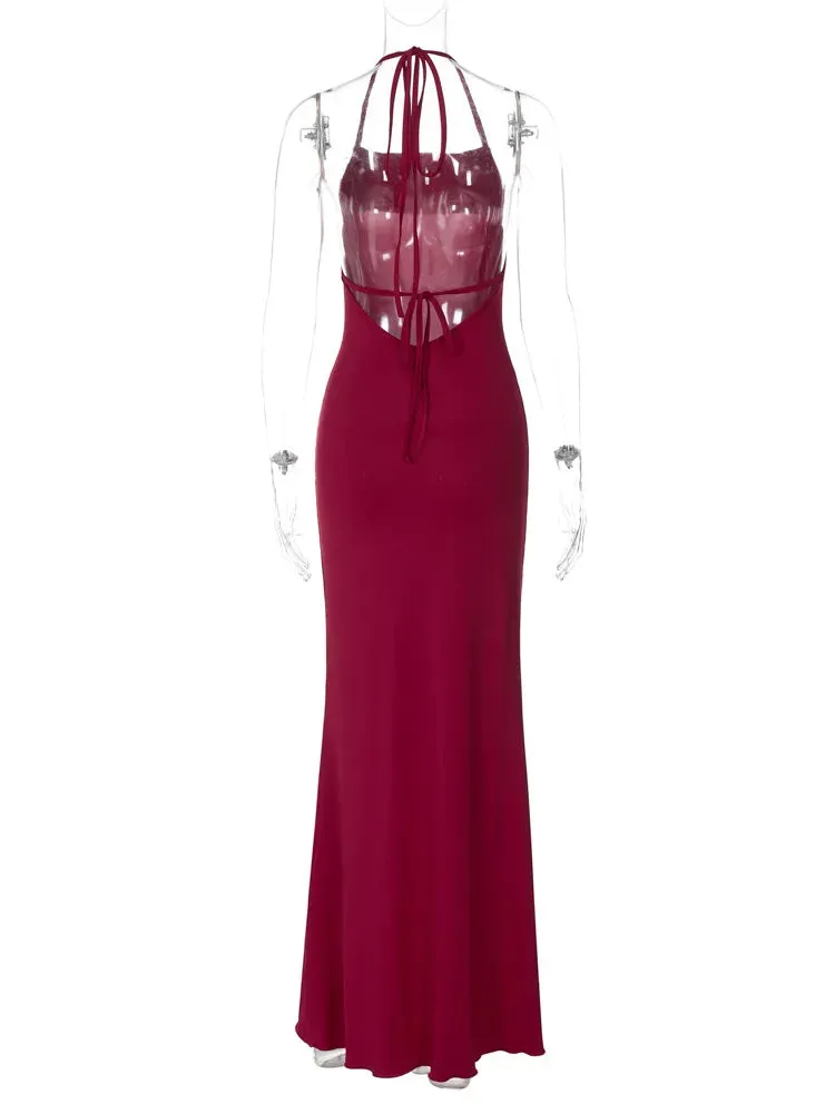 Halter Strappy-Back Maxi Dress for Evening Affairs