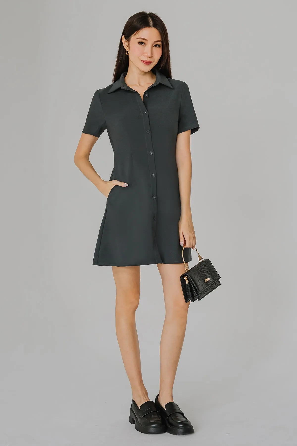 Hourglass Tailored Shirt Dress (Grey)