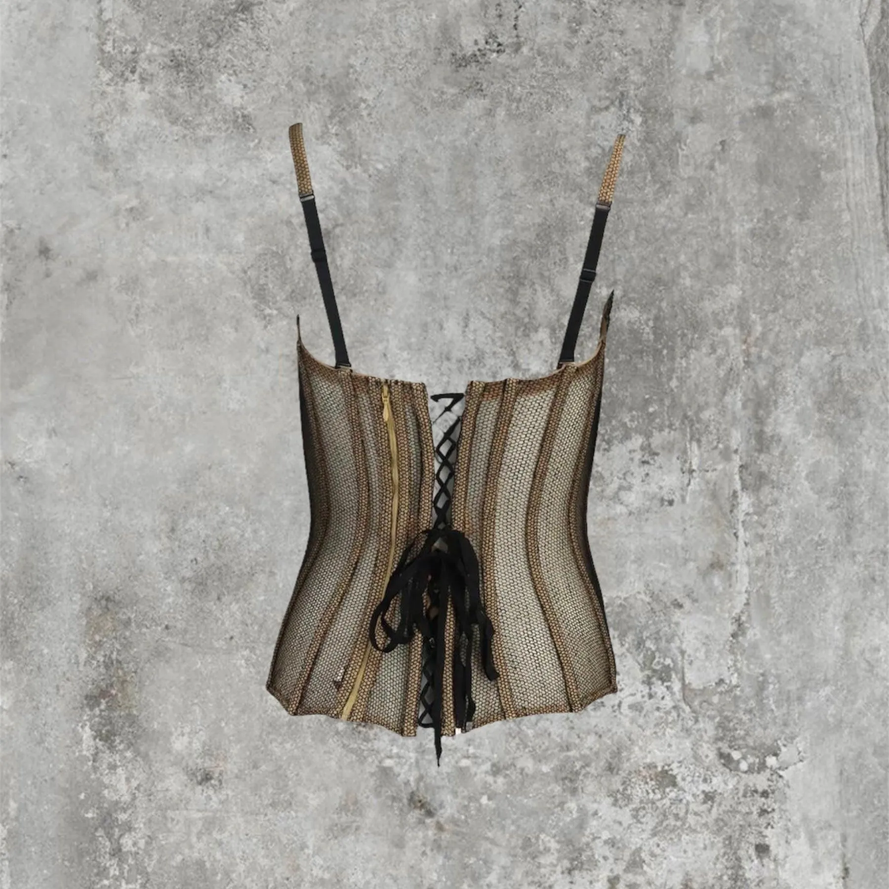 JEAN PAUL GAULTIER X LA PERLA RUFFLED MESH CORSET