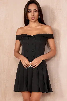 Kaia Black Tailored Bardot Dress