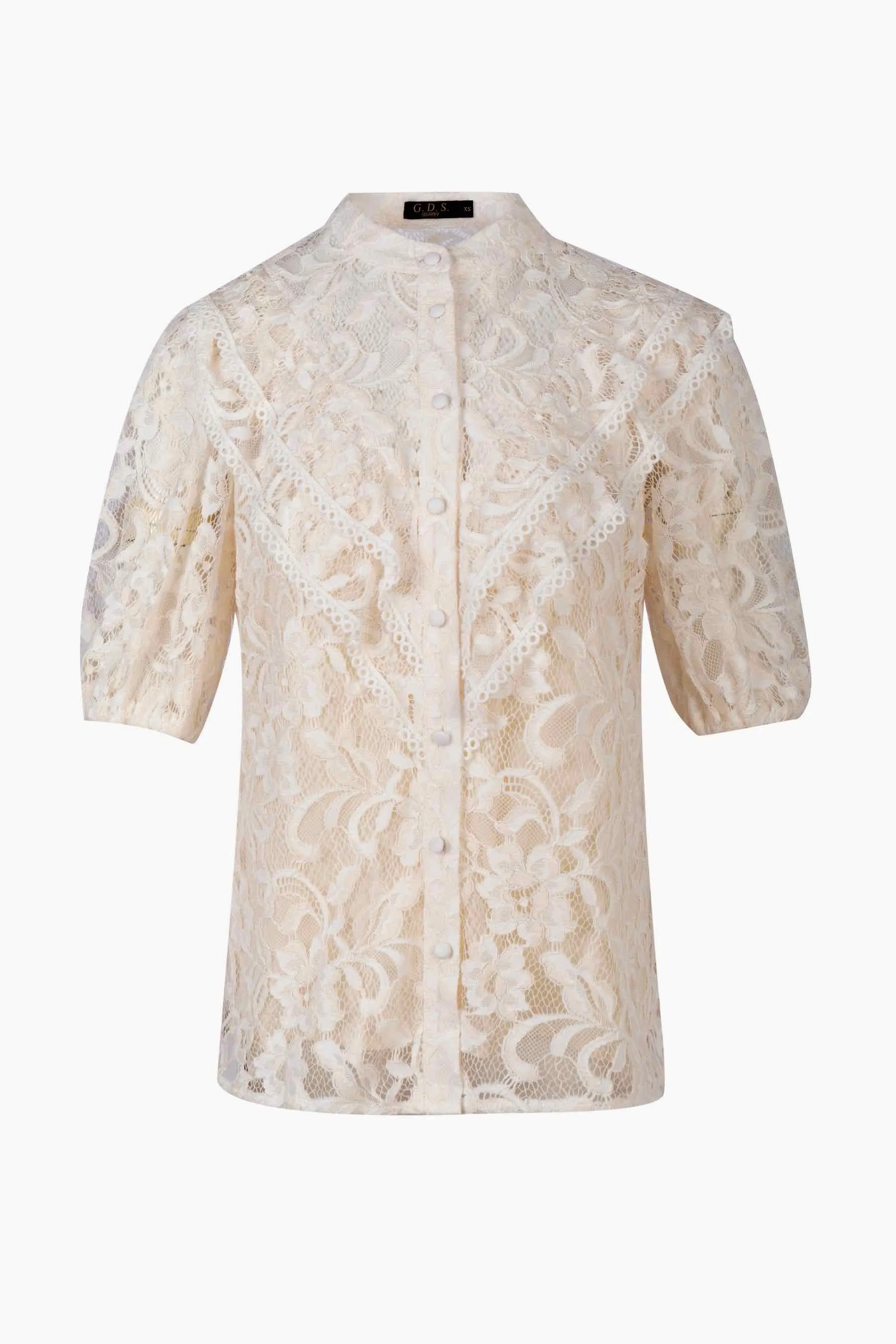 Kendall Lace Blouse - White/Beige