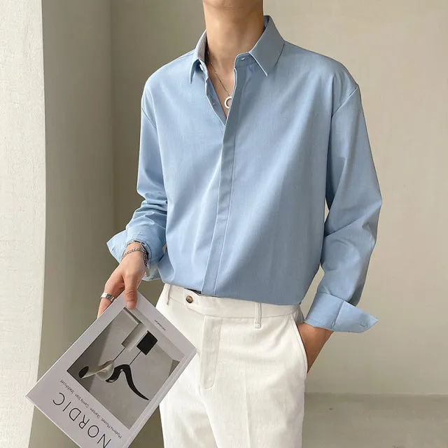 [Korean Style] 4 Colors Turn-down Collar Shirts