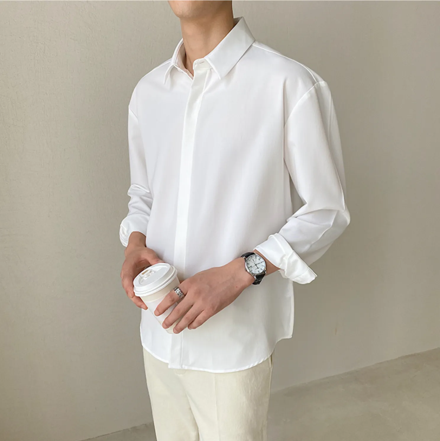 [Korean Style] 4 Colors Turn-down Collar Shirts