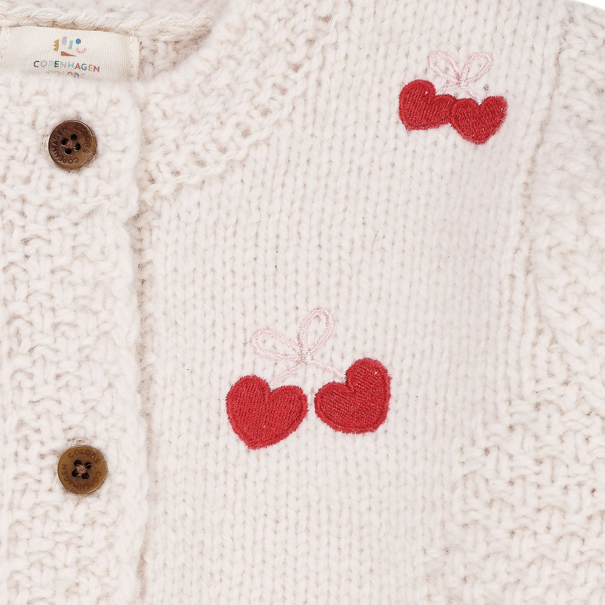 LAMBWOOL CARDIGAN W. BOW EMB - CREAM