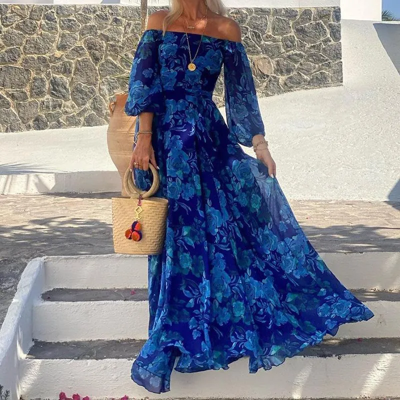 Love Floral Off Shoulder Back Smocked Vacation Maxi Dress