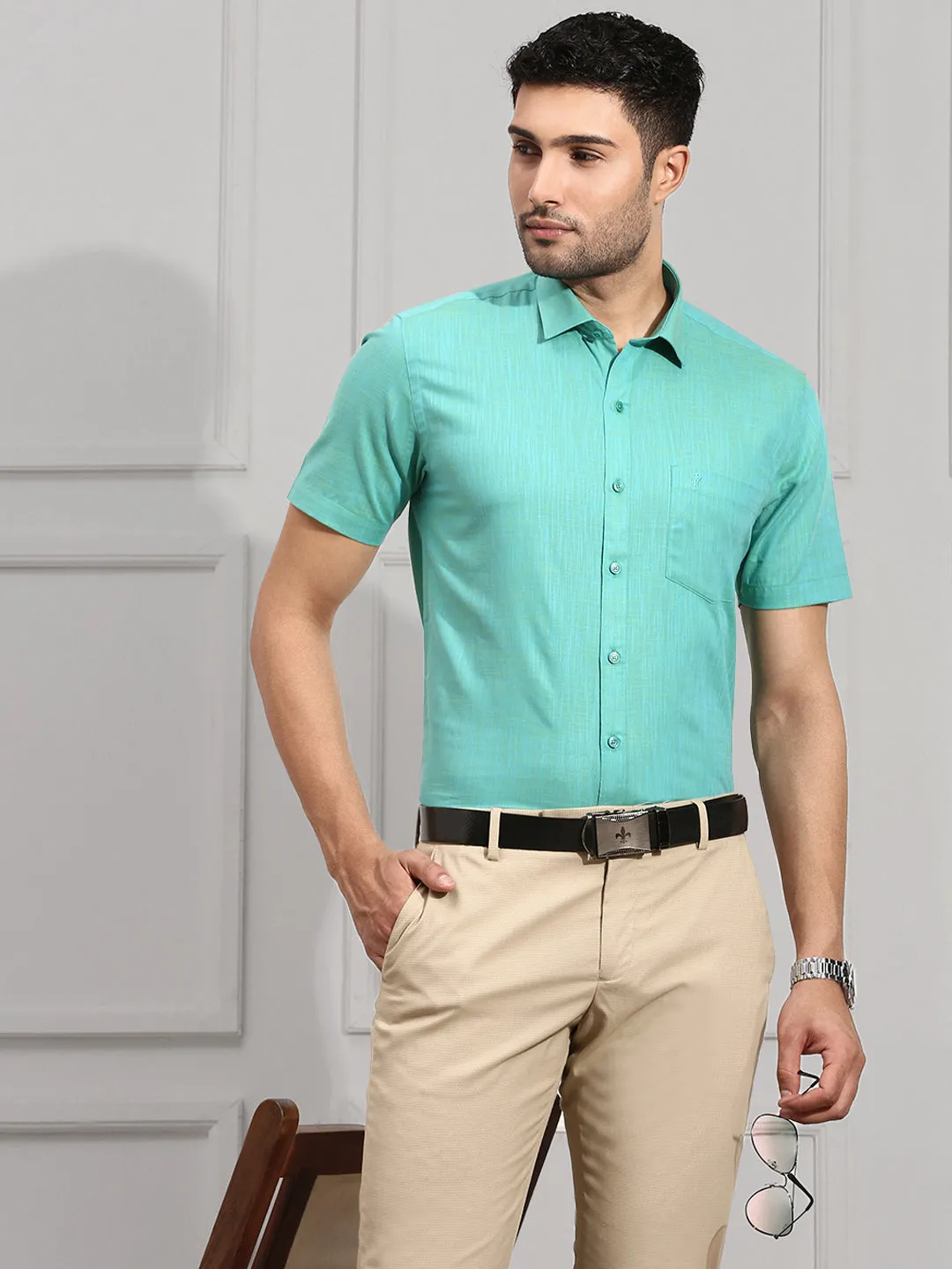 Men 100% Cotton Green Shirt CL2 GT18