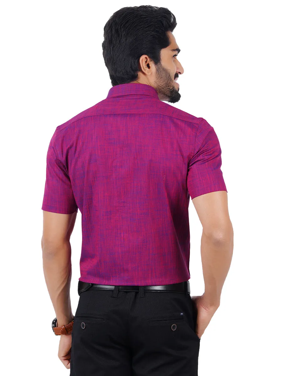 Men 100% Cotton Half Sleeves Shirt Purple CL2 GT4