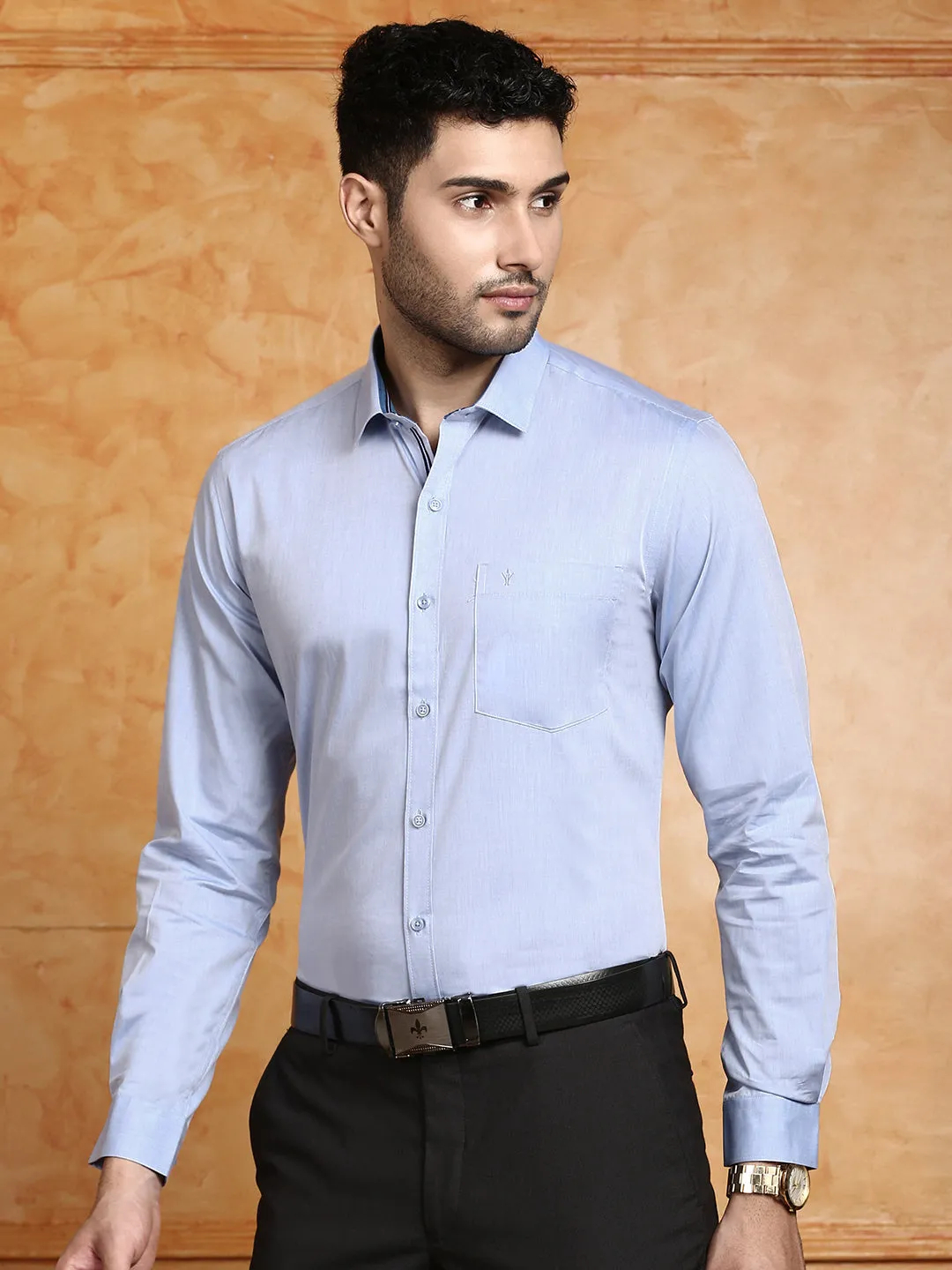 Men 100% Cotton Shirt Blue G119