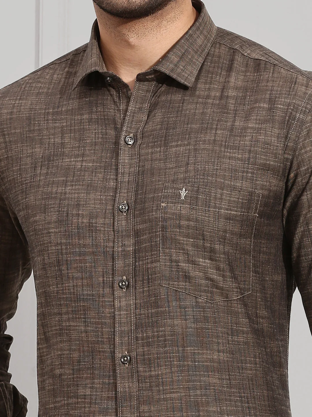 Men 100% Cotton Shirt Brown CL2 GT21