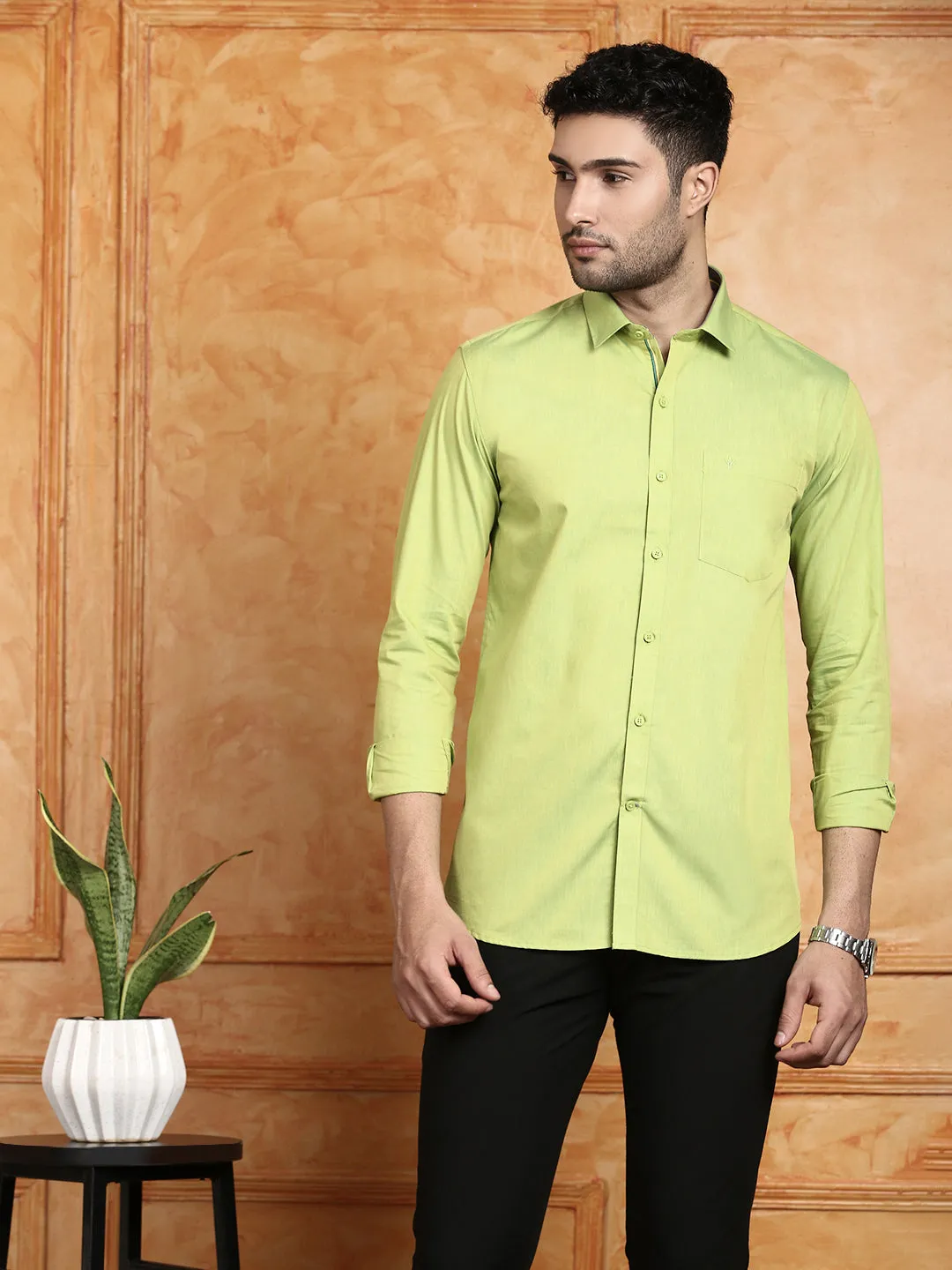 Men 100% Cotton Shirt Green G112