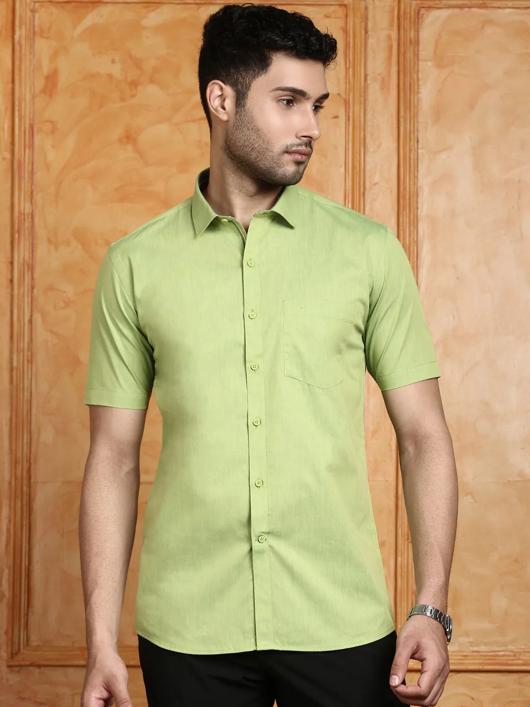 Men 100% Cotton Shirt Green G112