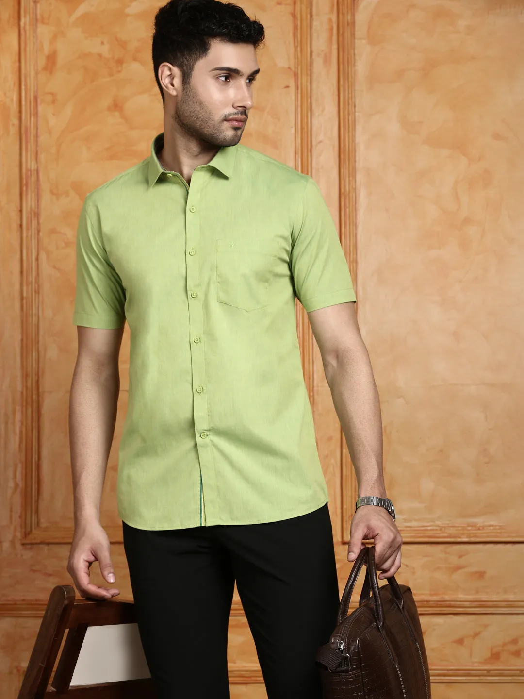 Men 100% Cotton Shirt Green G112