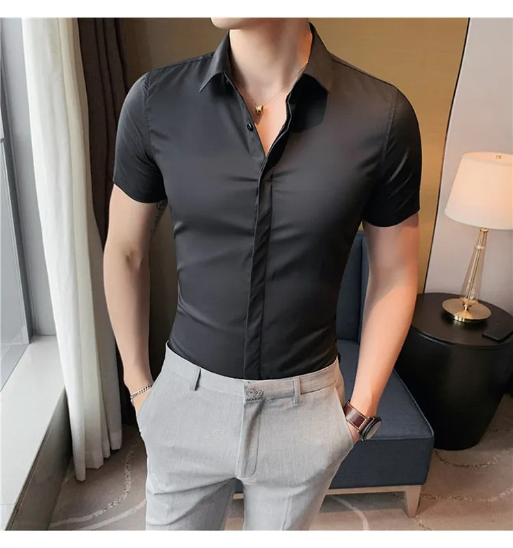 Men Short Sleeve Casual Slim Fit Shirt