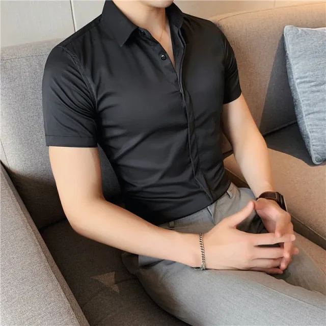 Men Short Sleeve Casual Slim Fit Shirt