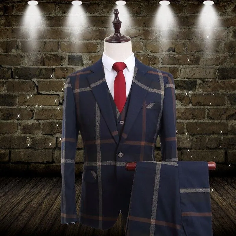 Men Suit - Georginio Plaid 3-Piece Suit