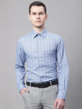 Men's Blue Formal Medium Checks Full Sleeve Shirt