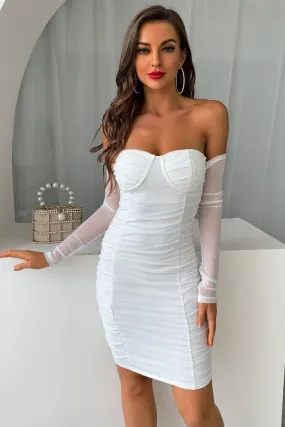 Mesh off-the-shoulder short skirt dress