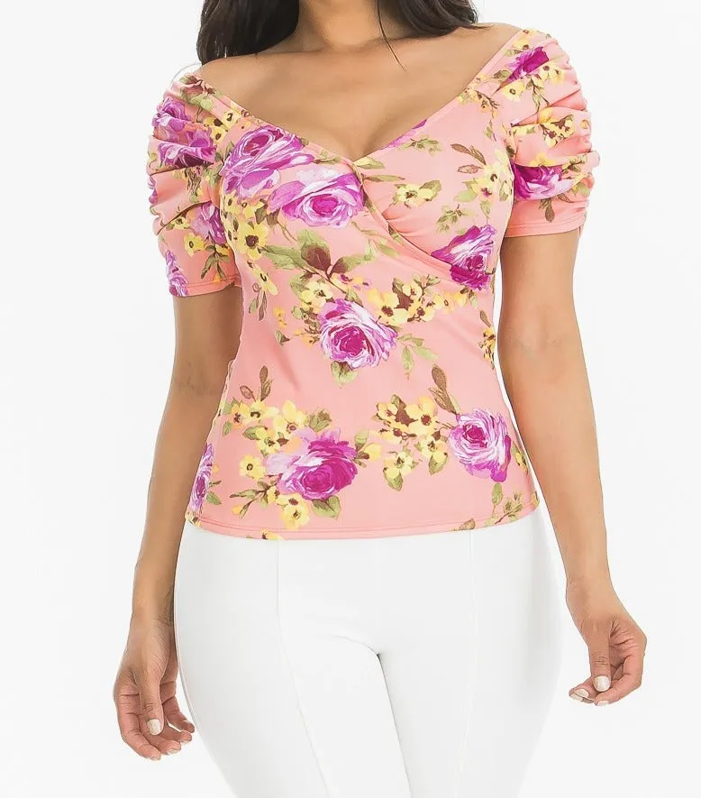 Mid Shoulder Floral Top