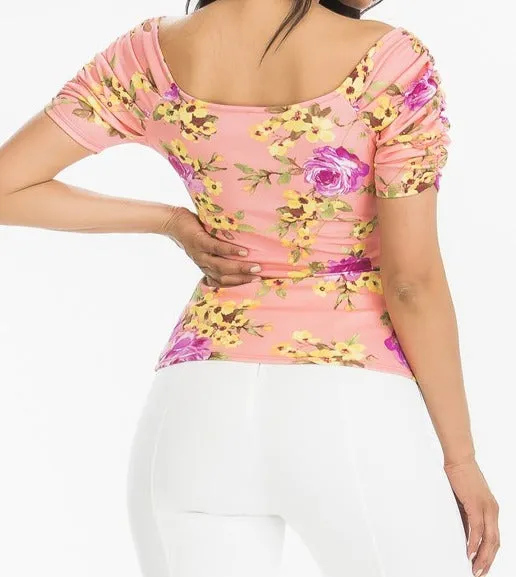 Mid Shoulder Floral Top