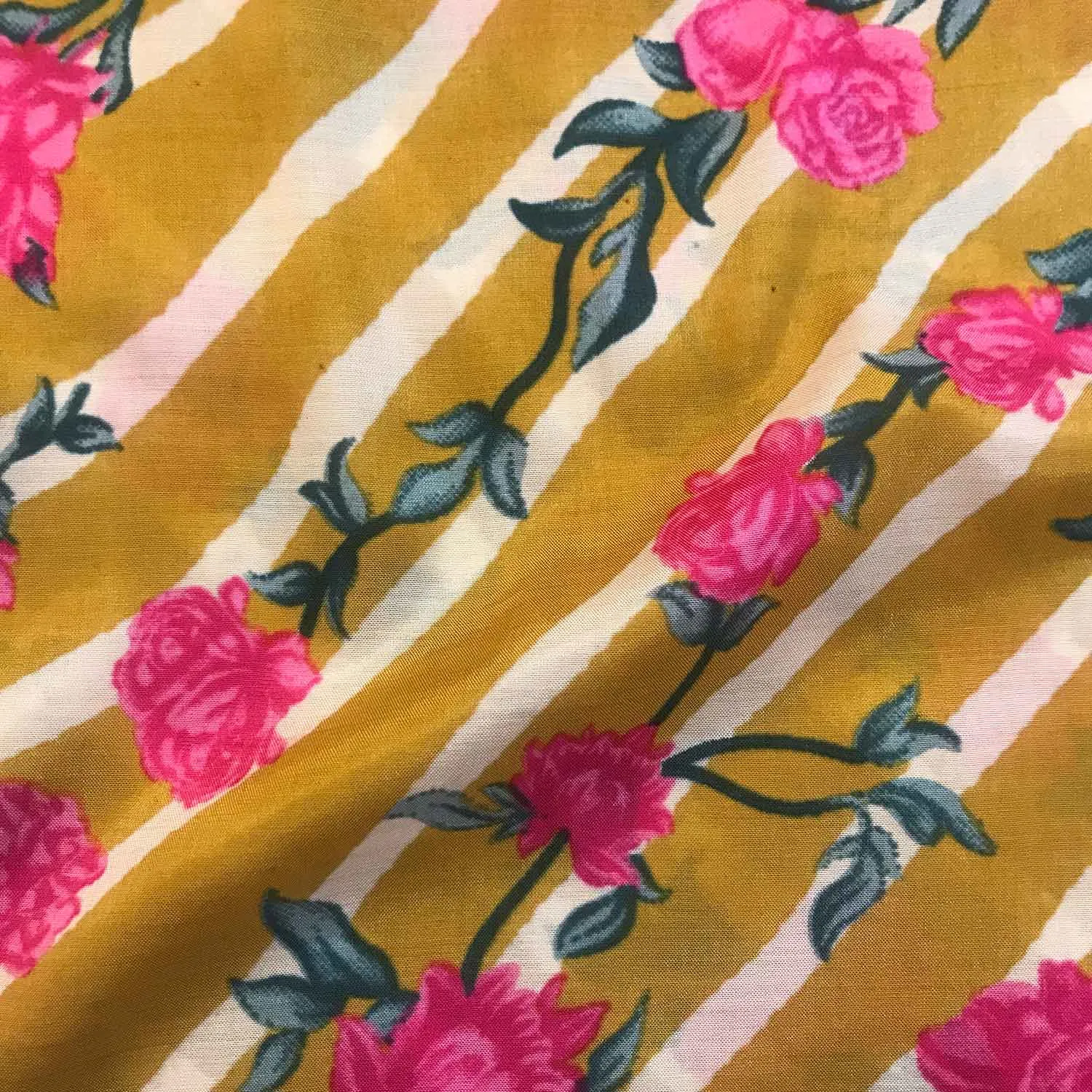 Mustard Stripes Muslin Silk Fabric (Wholesale)