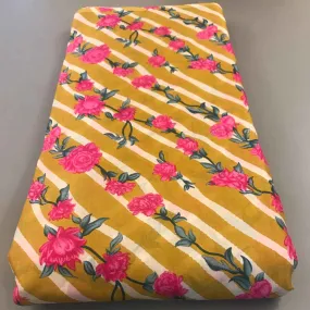 Mustard Stripes Muslin Silk Fabric (Wholesale)