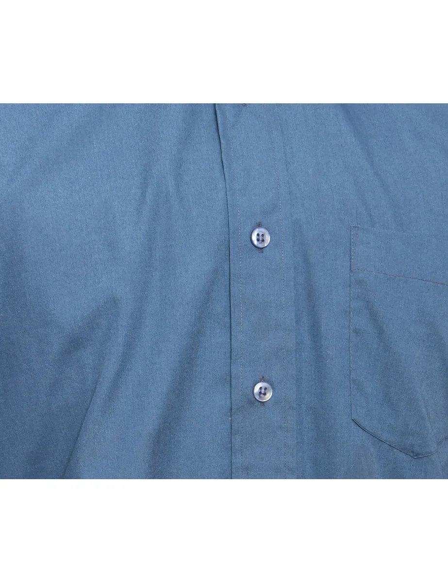 Navy Button Front Shirt - M